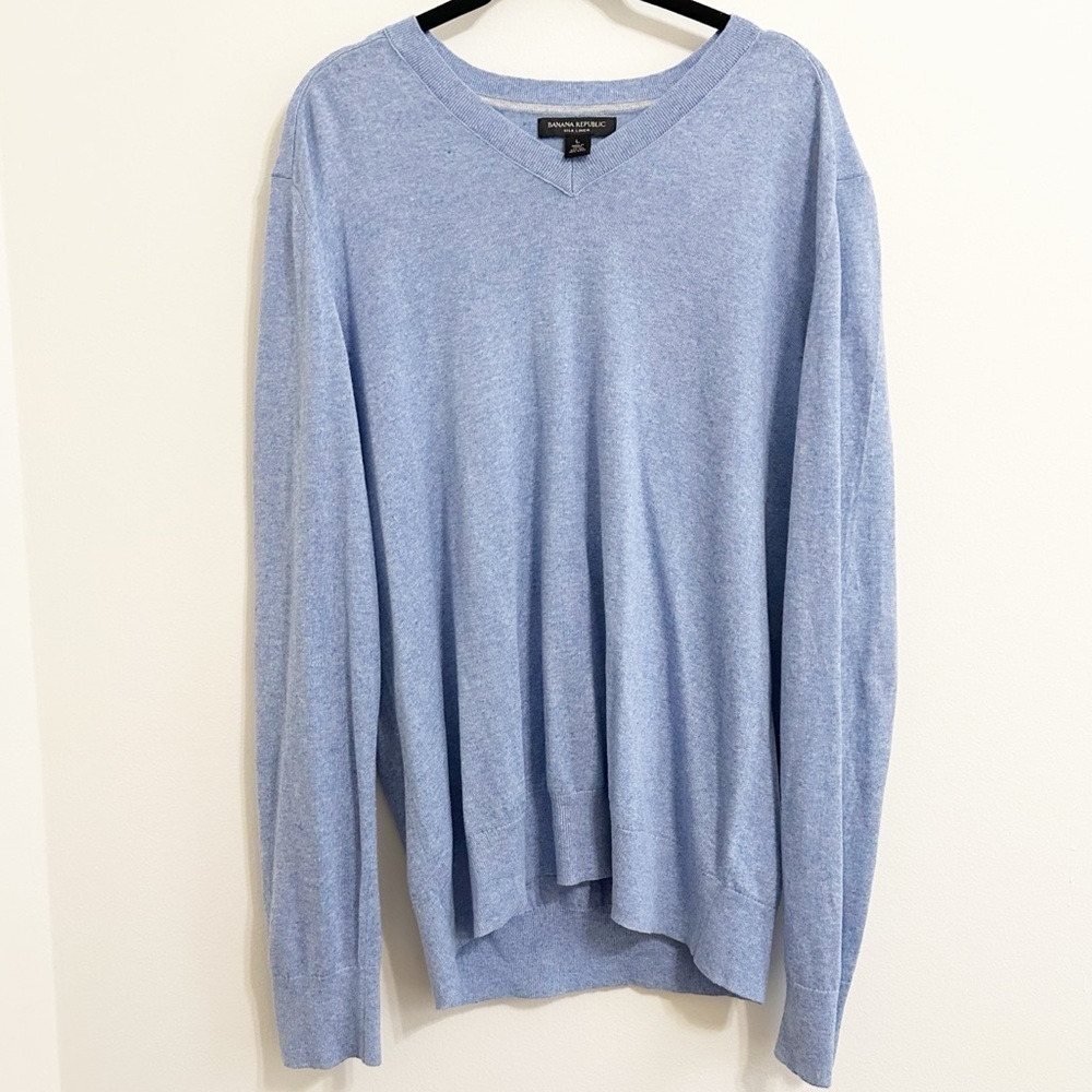 Banana Republic Silk Linen Blend Blue Pullover Size Large minimalist